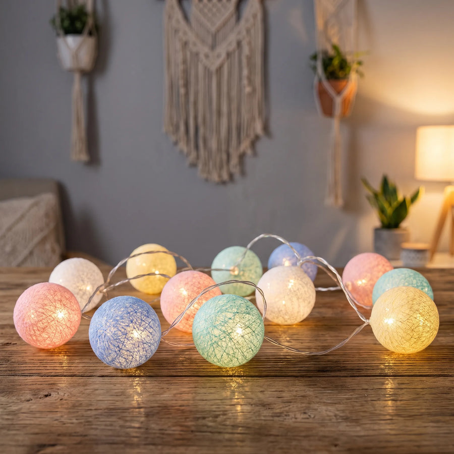 LuminaGlow - Battery Operated Woven Sphere Fairy Lights