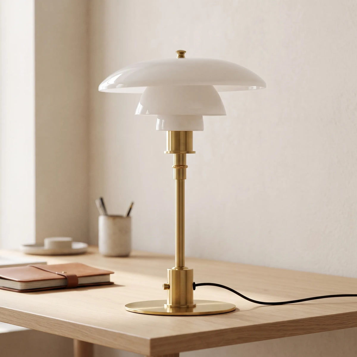 Trivida - Tiered Shade Modern Bedside Table Lamp